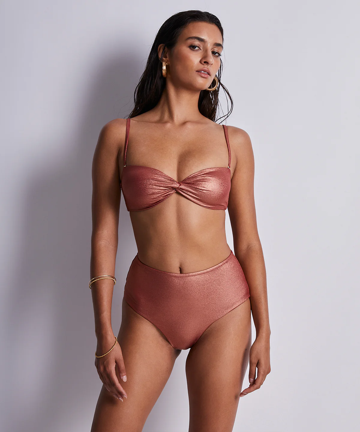 Sunlight Glow Haut de maillot de bain Bandeau coques amovibles Cuivre - Image 4