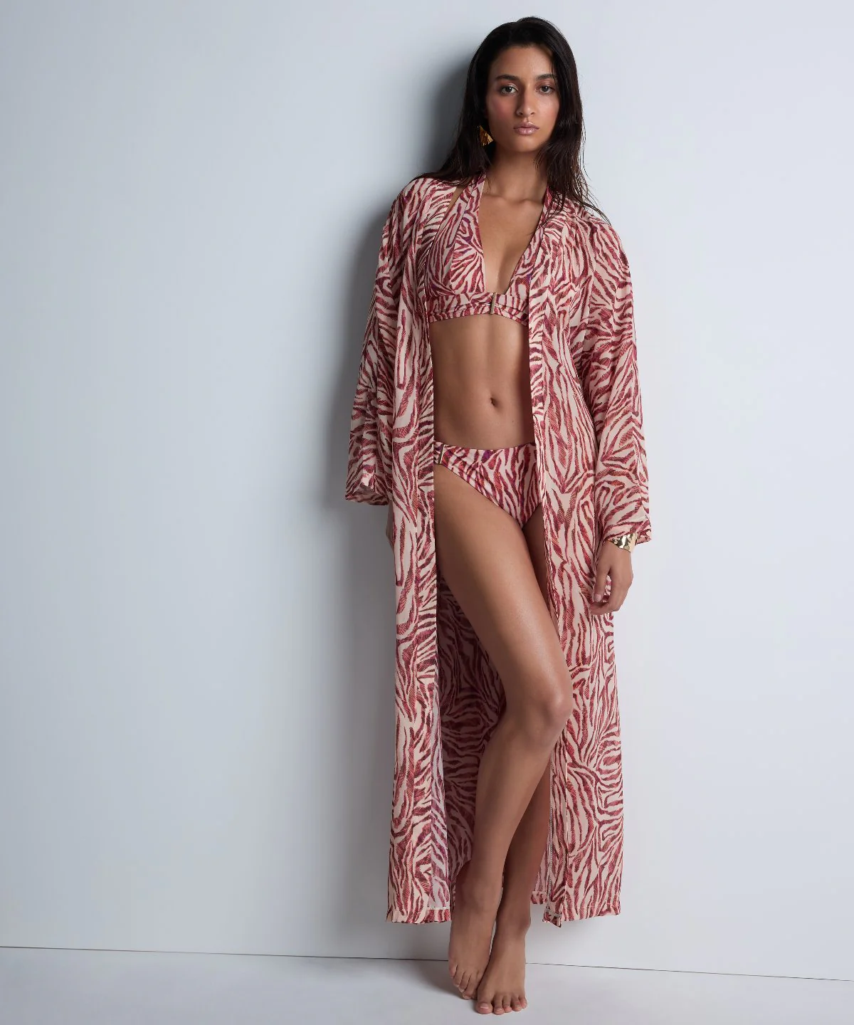 Beach Walk Kimono Pink Tiger - Image 3