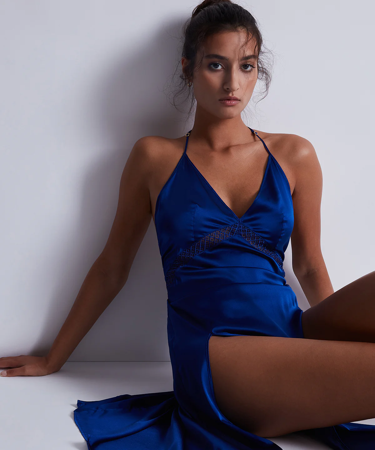 Silk Desire Nuisette longue Electric Blue - Image 5